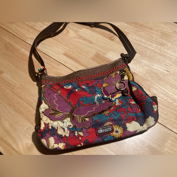Sakroots Handbags - Sakroots shoulder bag with Butterfly and flower design